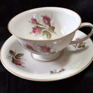 Moss Rose Teacup and Saucer Set